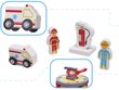 Koka rotaļu autostāvvieta-ugunsdzēsības dienests Lulilo Wooden Parking Fire Station LU-PFS cena un informācija | Rotaļlietas zēniem | 220.lv