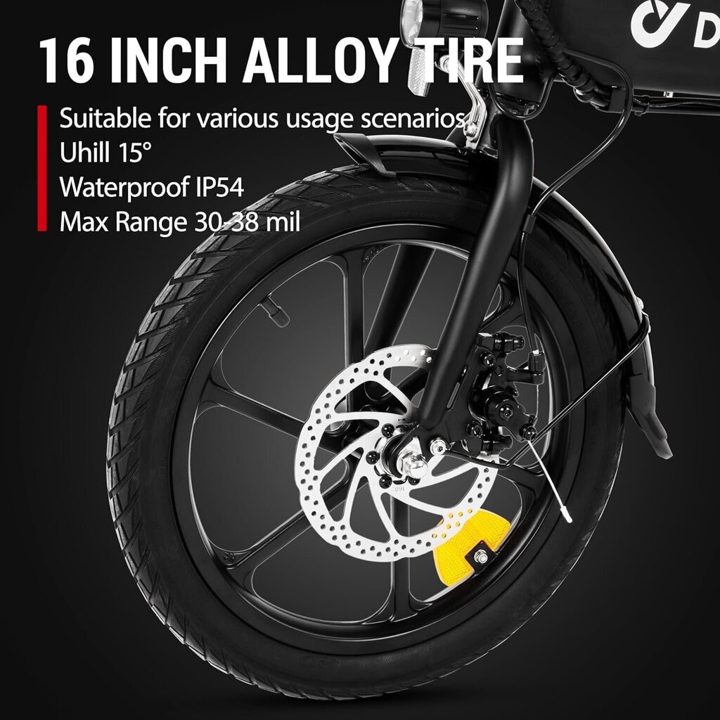 Elektriskais velosipēds DYU A1F, 16", melns cena un informācija | Elektrovelosipēdi | 220.lv