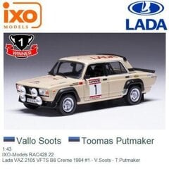 VAZ 2105 Lada VFTS B8 Creme Rallye Baltic 1984 #1 V.Soots/T.Putmaker 1:43 IXO RAC428 (Saabub 22/01/2024) cena un informācija | Kolekcionējamie modeļi | 220.lv