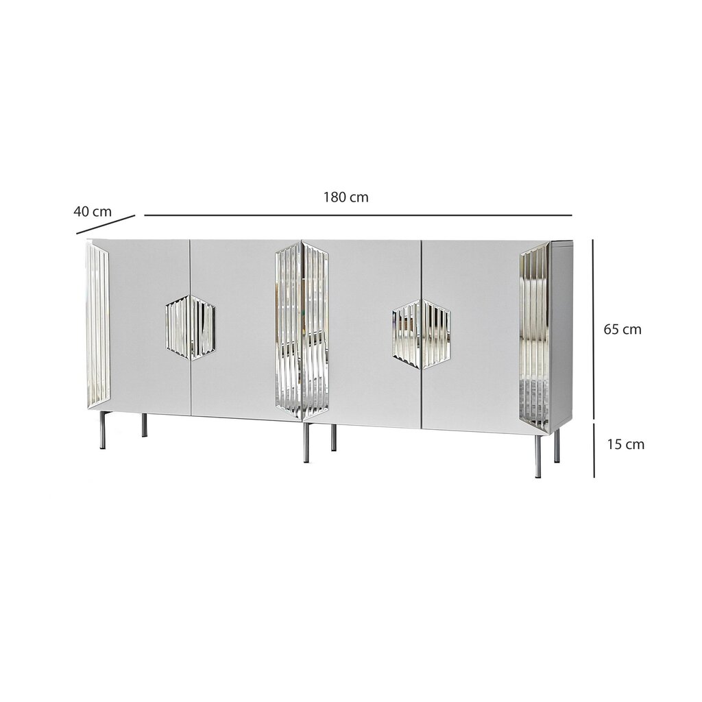 Konsole, Asir, 180x80x40 cm, balts, sudrabs cena un informācija | Konsoles galdiņi | 220.lv