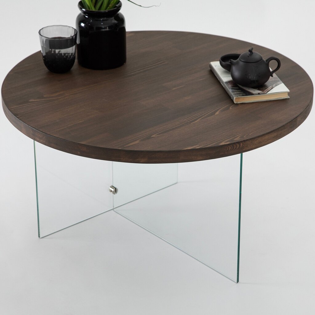 Kafijas galdiņš, Asir, 70x40 cm, tumši brūns, caurspīdīgs cena un informācija | Žurnālgaldiņi | 220.lv