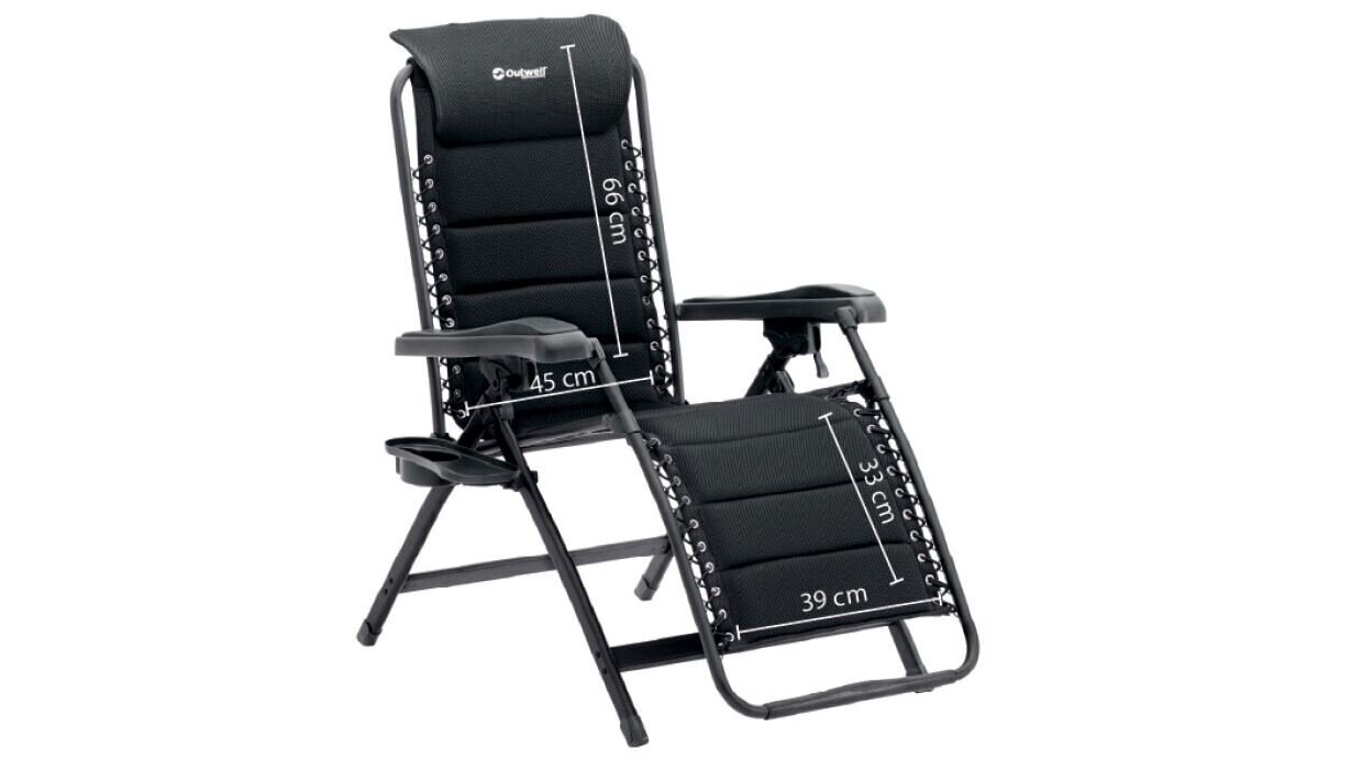 Tūrisma krēsls Outwell Acadia, 69x85x100/114 cm, melns cena un informācija |  Tūrisma mēbeles | 220.lv