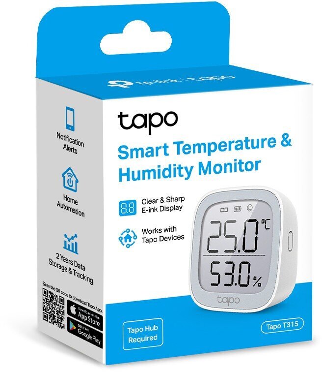 TP-Link temperatūras un mitruma monitors Tapo T315 цена и информация | Sensori | 220.lv