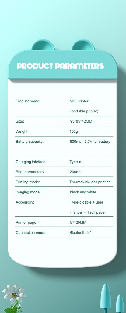 Cat Mini Printer C26 cena un informācija | Printeri un daudzfunkcionālās ierīces | 220.lv