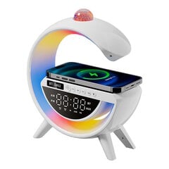 BT3402 LED RGB lampa ar bezvadu lādētāju, Radio FM, bluetooth skaļrunis, USB, AUX, pulkstenis цена и информация | Зарядные устройства для телефонов | 220.lv