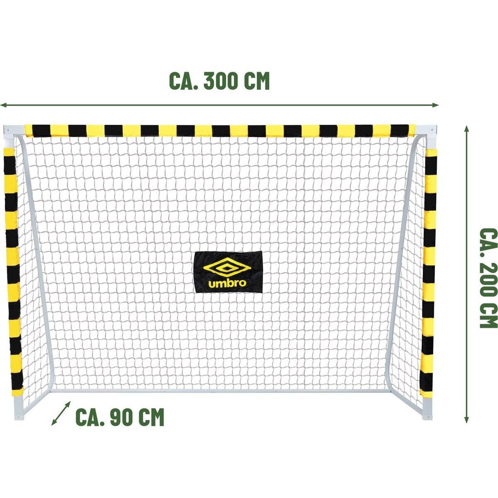 Futbola vārti ar tīklu Umbro, 300x200x90cm cena un informācija | Futbola vārti un tīkls | 220.lv