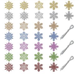 Набор из разноцветых снежинок, 10 см, 30 шт. цена и информация | Елочные игрушки | 220.lv