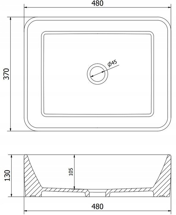 Keramikas izlietne galda virsmas Silla 48x37x13 cm cena un informācija | Izlietnes | 220.lv