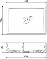 Keramikas izlietne galda virsmas Silla 45x32x11 cm cena un informācija | Izlietnes | 220.lv