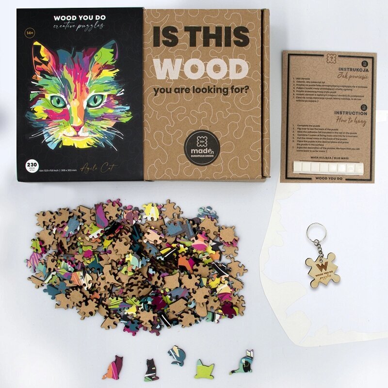 Koka puzle Kaķis Wood You Do, 230 d. cena un informācija | Puzles, 3D puzles | 220.lv