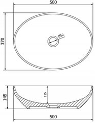 Keramikas izlietne galda virsmas Silla 50x37x14,5 cm cena un informācija | Izlietnes | 220.lv