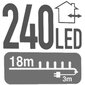 led apgaismojums, 240 led, 18 m cena un informācija | Ziemassvētku lampiņas, LED virtenes | 220.lv