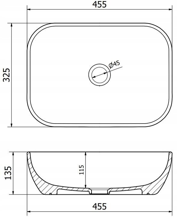 Keramikas izlietne galda virsmas Silla 45,5x32,5x13,5 cm цена и информация | Izlietnes | 220.lv