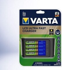Сверхбыстрое зарядное устройство LCD ultra fast Varta 57685101441 + 4 АА 2100 мАч цена и информация | Зарядные устройства для элементов питания | 220.lv