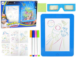 Burvju zīmēšanas tāfele ar 3D brillēm un tumsā spīdošiem marķieriem Lean Toys cena un informācija | Attīstošās rotaļlietas | 220.lv