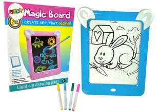 Доска для рисования с волшебной подсветкой, шаблоны, маркеры, синий цена и информация | Развивающие игрушки | 220.lv