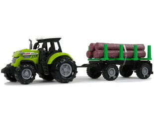 Interaktīvs rotaļu traktors ar baļķu vedamo piekabi Lean Toys A Farmer's Tale 11113, gaismu signāli cena un informācija | Rotaļlietas zēniem | 220.lv