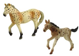 Figūriņu komplekts Knabstrupper šķirnes zirgi ar aploku Lean Toys Animal Series, 2 gab. cena un informācija | Rotaļlietas meitenēm | 220.lv