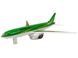 Rotaļu pasažieru lidmašīna Boeing 777 Lean Toys Metal Plane, gaismas/skaņas efekti cena un informācija | Rotaļlietas zēniem | 220.lv