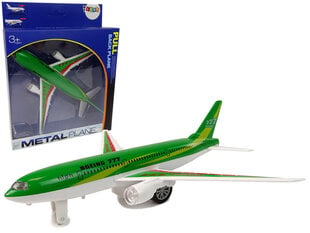 Rotaļu pasažieru lidmašīna Boeing 777 Lean Toys Metal Plane, gaismas/skaņas efekti cena un informācija | Rotaļlietas zēniem | 220.lv