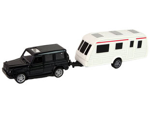 Rotaļu transportlīdzekļu komplekts Jeep ar kempinga piekabi Lean Toys Die-cast, 2 gab. cena un informācija | Rotaļlietas zēniem | 220.lv