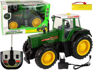 Tālvadības pults vadāms rotaļu lauksaimniecības traktors Lean Toys F975 Farm Tractor R/C, 38 cm, zaļš цена и информация | Игрушки для мальчиков | 220.lv