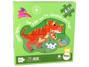 Pužļu komplekts 4in1 Dinozauru Juras laikmeta parks Lean Toys Dinosaur World, 73 gab. цена и информация | Пазлы | 220.lv