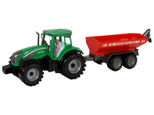 Rotaļu lauksaimniecības traktors ar kravas piekabi Lean Toys Farm Tractor, zaļš, sarkans cena un informācija | Rotaļlietas zēniem | 220.lv