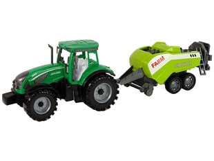 Rotaļu lauksaimniecības traktors ar labības griezēja piekabi Lean Toys Farm Tractor, zaļš cena un informācija | Rotaļlietas zēniem | 220.lv