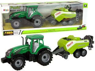 Rotaļu lauksaimniecības traktors ar labības griezēja piekabi Lean Toys Farm Tractor, zaļš cena un informācija | Rotaļlietas zēniem | 220.lv