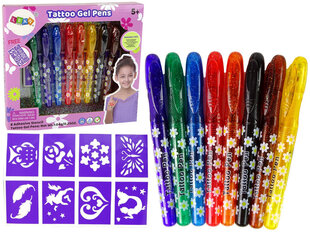 Krāsainu gēla marķieru tetovējumu komplekts Lean Toys Tattoo Gel Pens, 8 gab. цена и информация | Письменные принадлежности | 220.lv