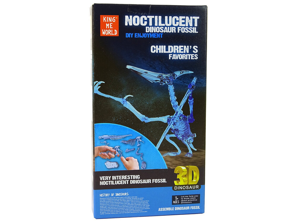 Saliekami dinozauru skeleti 3D Lean Toys Noctilucent Dinosaur Fossil, tumsā spīd цена и информация | Rotaļlietas zēniem | 220.lv