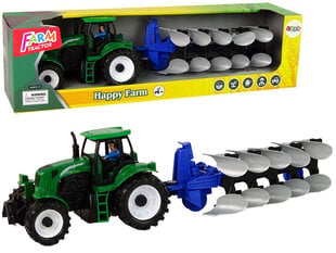 Rotaļu lauksaimniecības traktors ar arklu Lean Toys Farm Tractor, zaļš cena un informācija | Rotaļlietas zēniem | 220.lv