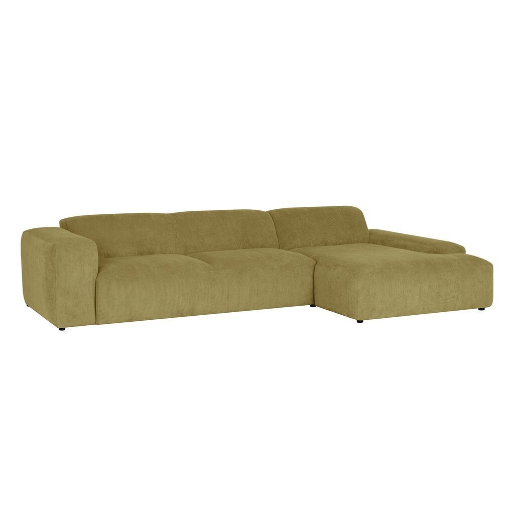 Stūra dīvāns 3-vietīgs, labais stūris, zaļš cena un informācija | Stūra dīvāni | 220.lv