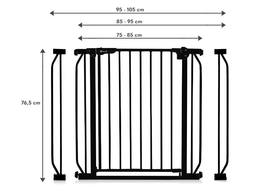 Drošības vārtiņi Lionelo Truus Slim, 75-105 cm, melni cena un informācija | Bērnu drošības preces | 220.lv