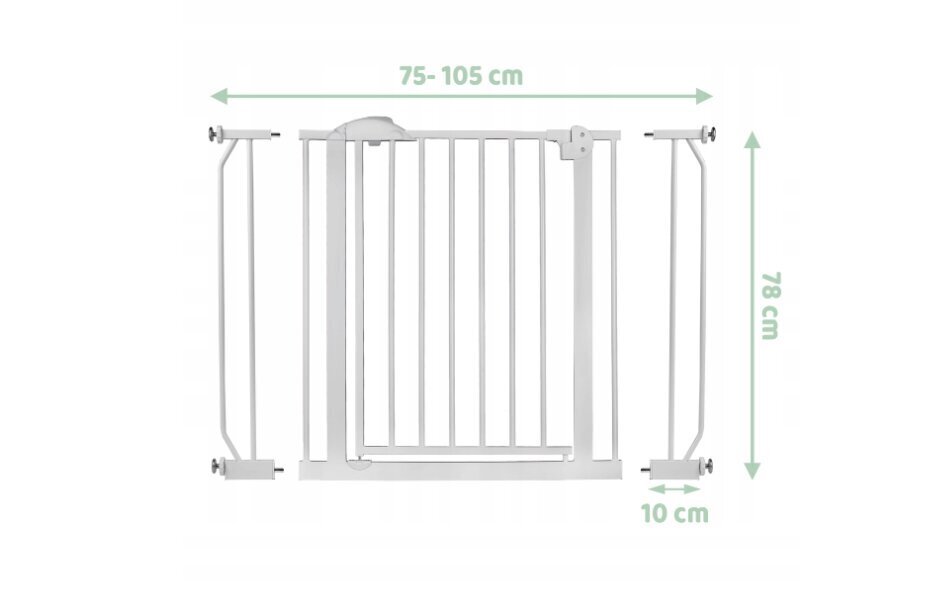 Drošības vārtiņi Tulano, 70-108 cm, balti cena un informācija | Bērnu drošības preces | 220.lv