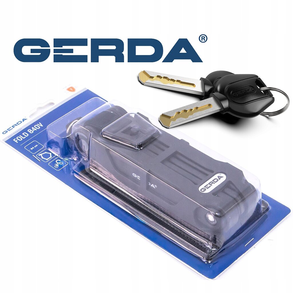 Velosipēda slēdzene Gerda Fold 840V, 84cm, melna cena un informācija | Velo slēdzenes | 220.lv