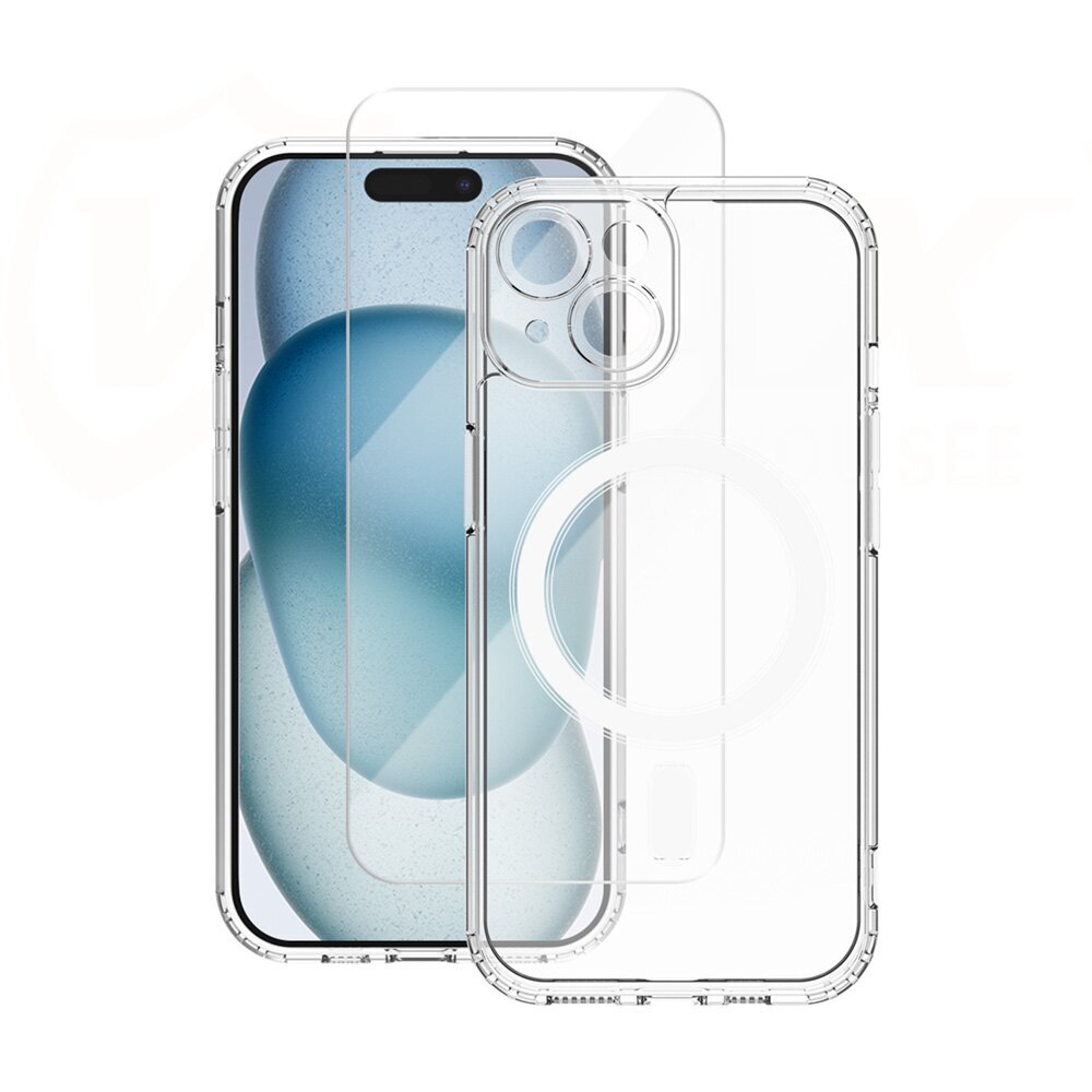Vmax set Mag case+glass iPhone 15 Plus cena un informācija | Telefonu vāciņi, maciņi | 220.lv