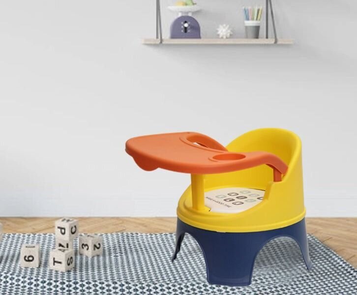 Pārnēsājams krēsls bērnam barošanai un spēlēm, dzeltens/tumši zils cena un informācija | Barošanas krēsli | 220.lv