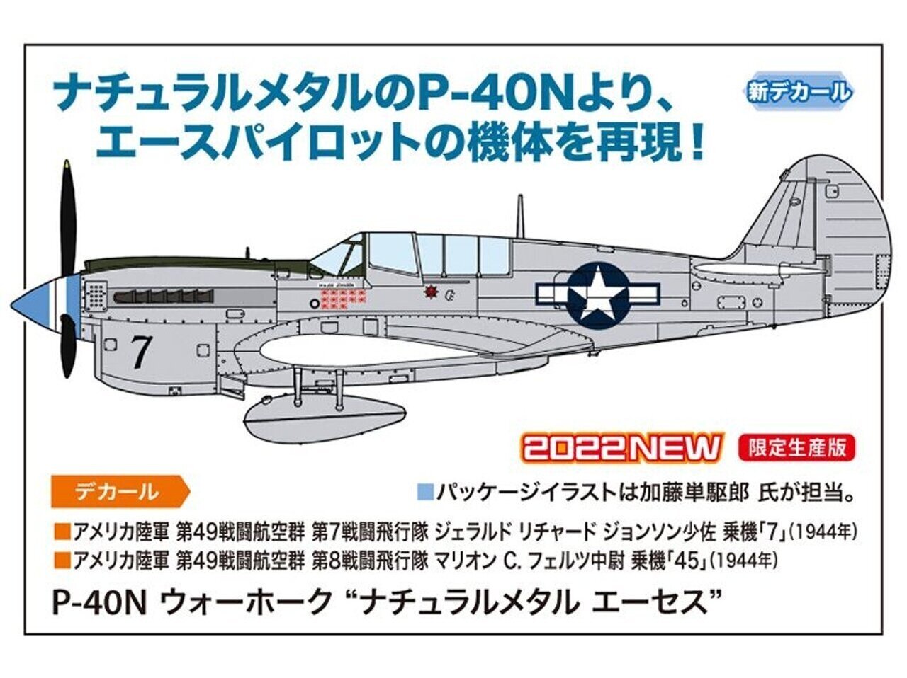 Konstruktors Hasegawa - Curtiss P-40N Warhawk 'Natural Metal Aces', 1/48, 07516 cena un informācija | Konstruktori | 220.lv