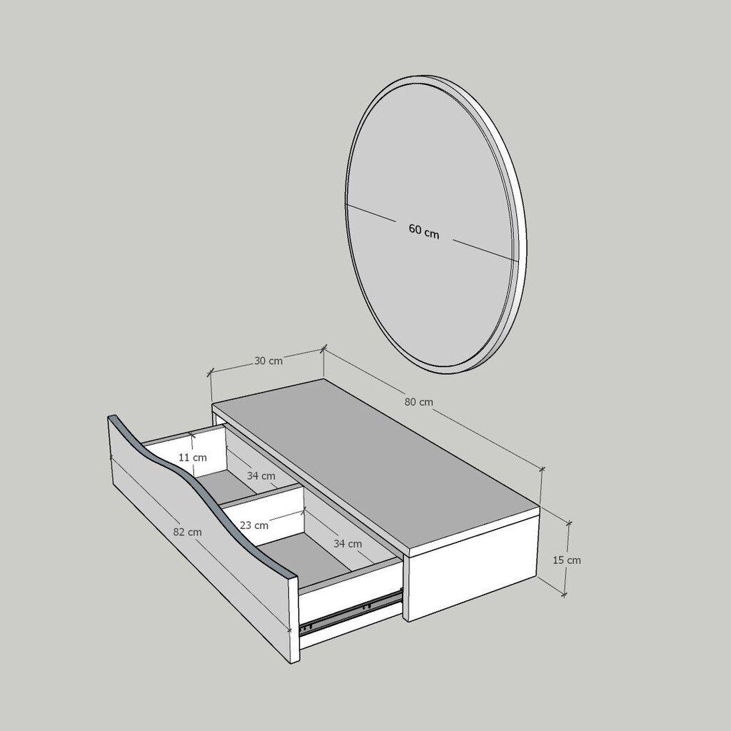 Kumode Asir, 82x15x30 cm, bēša cena un informācija | Konsoles galdiņi | 220.lv