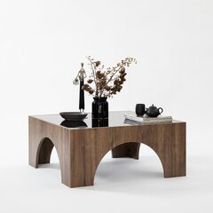 Kafijas galdiņš Asir, 37x50 cm, tumši pelēks/tumši brūns cena un informācija | Žurnālgaldiņi | 220.lv