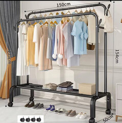 Dubultā daudzfunkciju apģērba pakaramais 150x154 cm - melna cena un informācija | Pakaramie un apģērbu maisi | 220.lv