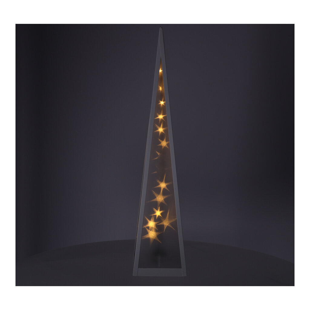 LED piramīdas svečturis, 12x12x45cm, silti balts cena un informācija | Galda lampas | 220.lv