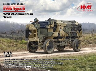 Līmējošais modelis ICM 35656 WWI US Ammunition Truck FWD Type B 1/35 cena un informācija | Līmējamie modeļi | 220.lv