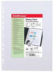 Вкладыши GLOSSY CLEAR, ErichKrause, А4, 100мкр, прозрачные, 10 шт. цена и информация | Канцелярия | 220.lv