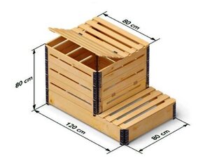 Деревянный ящик для компоста с отверстиями, 520л цена и информация | Уличные контейнеры, контейнеры для компоста | 220.lv