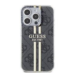 Guess IML 4G Gold Stripe Case for iPhone 15 Black цена и информация | Чехлы для телефонов | 220.lv