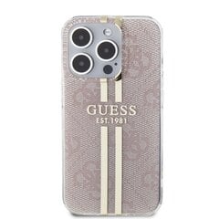 Guess IML 4G Gold Stripe Case for iPhone 15 Black цена и информация | Чехлы для телефонов | 220.lv