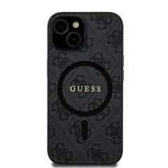 Guess PU Leather 4G Colored Ring MagSafe Case for iPhone 15 Pro Max Black цена и информация | Чехлы для телефонов | 220.lv